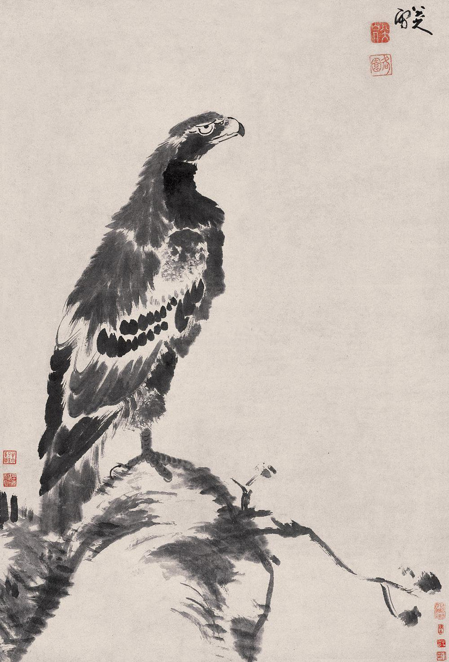 清 八大山人《独立睥睨图 立轴 水墨纸本 中贸圣佳2015拍卖会